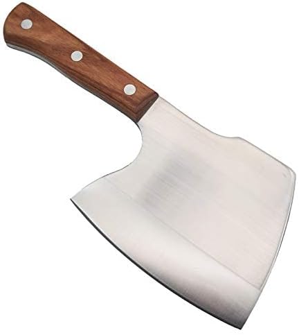 Meat Cleaver Knife, Butcher Axe Bone Chopper, Heavy Duty - 6.3'' Cutting Blade, BeefBone Breaker, Stainless Steel Thicken Blade & Full Tang Pear Wood Handle, for Kitchen/Slaughterhouse
