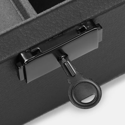 Cache Display Valet - EDC, Blade, Watch, and Jewelry Locking Storage Case, USB Pass-through, Microfiber Lining, Faux Leather, Stackable (Valet) Black
