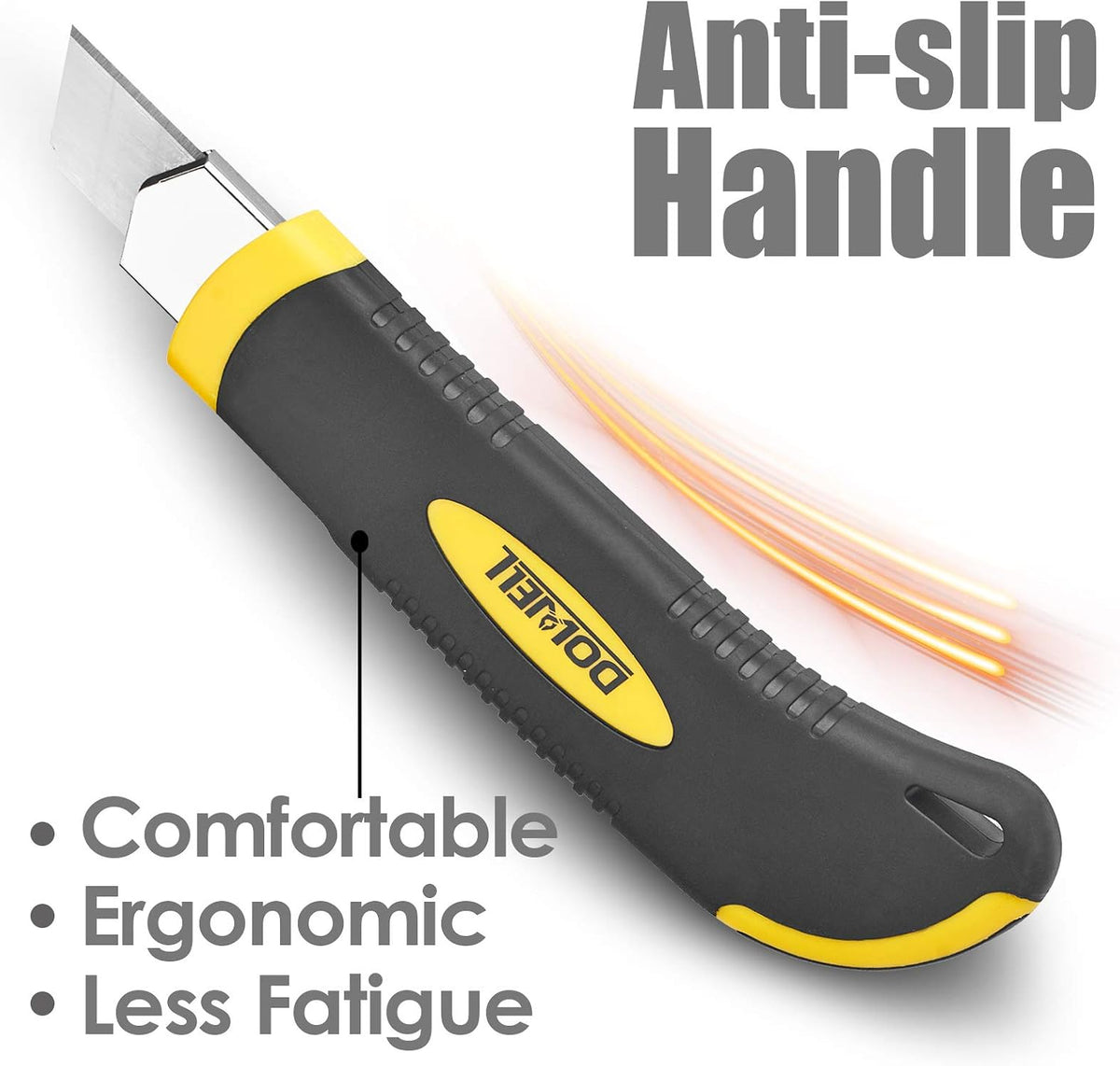 Utility Knife, Box Cutter Retractable, Blades Inside, 3-Pack