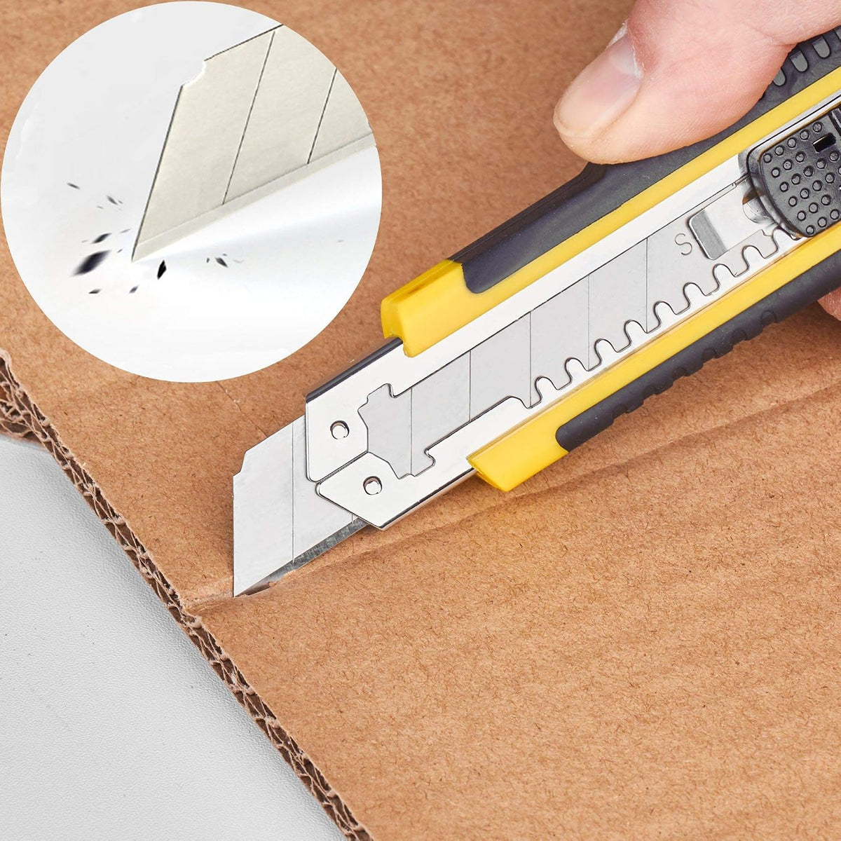 Utility Knife, Box Cutter Retractable, Blades Inside, 3-Pack