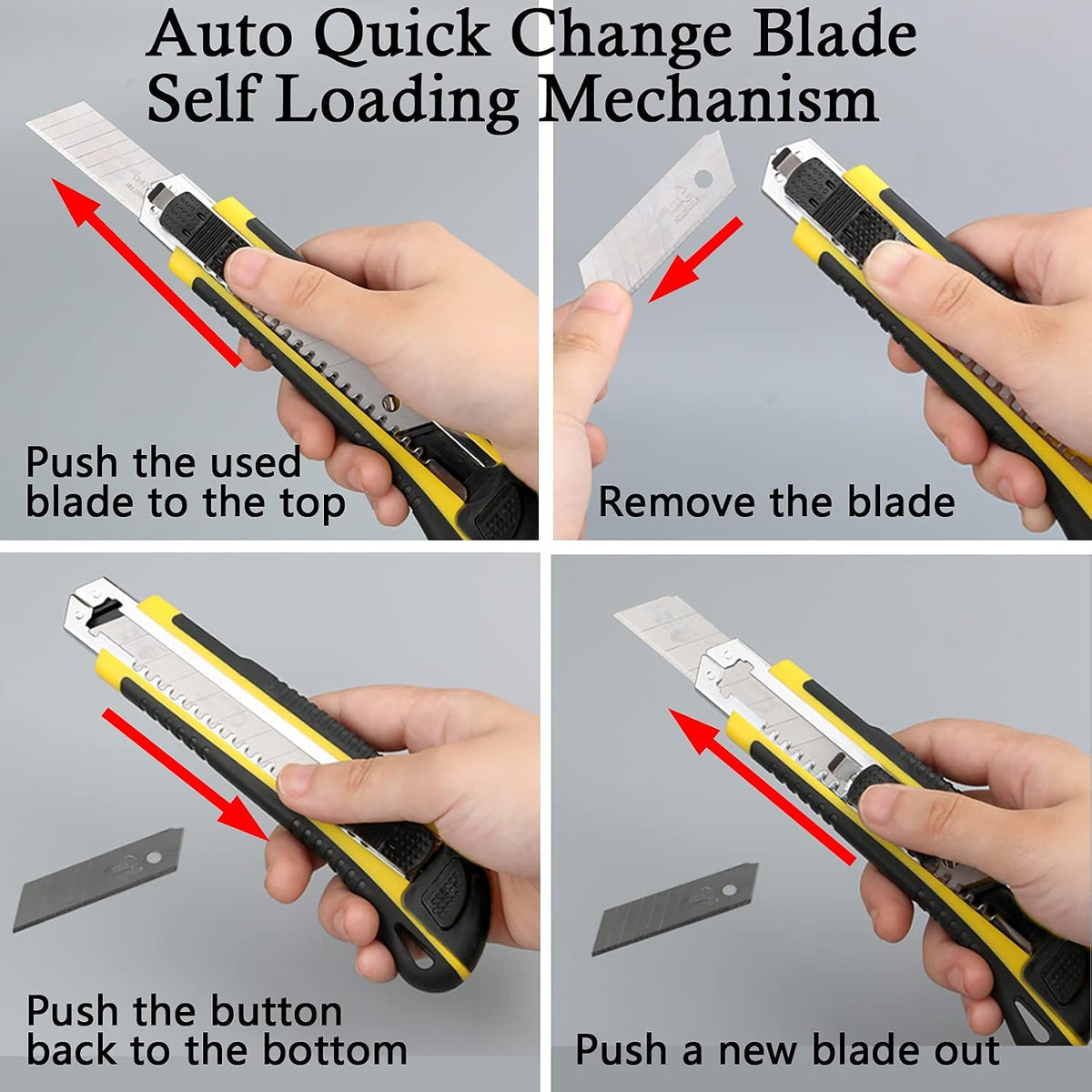 Utility Knife, Box Cutter Retractable, Blades Inside, 3-Pack