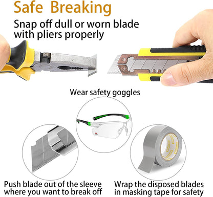 Utility Knife, Box Cutter Retractable, Blades Inside, 3-Pack