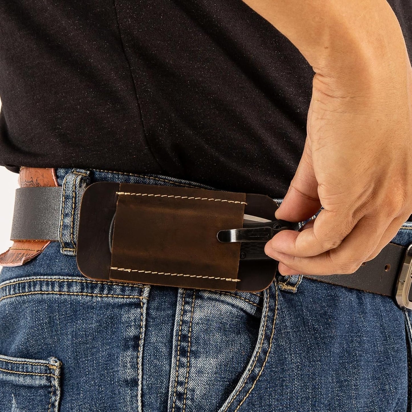 Knife Sheath,Leather Knife Sheath for Belt,Horizontal Carry Pocket Knife Holder,EDC Belt Organizer,Handmade Compact Draw Knife Holster,EDC Pocket Organizer,Sheath for Folding Knife,Gifts for Men