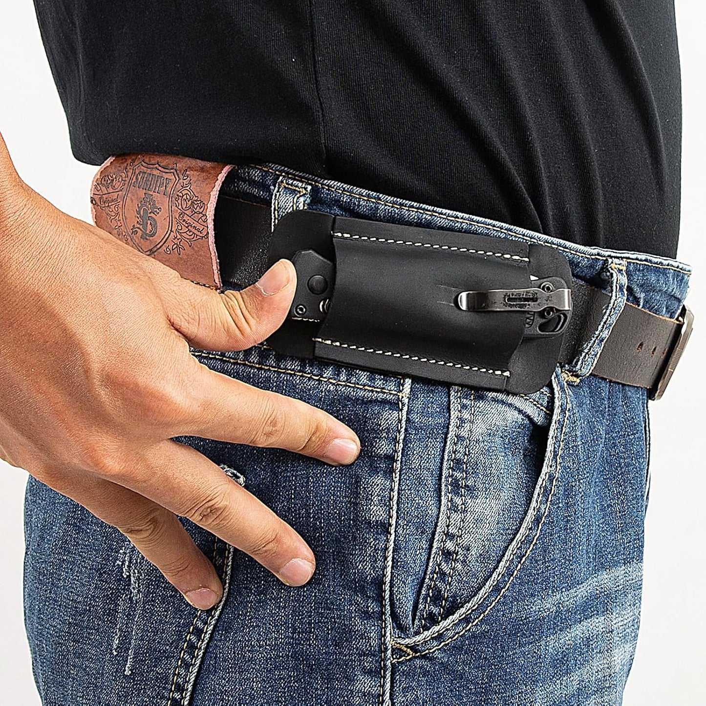 Knife Sheath,Leather Knife Sheath for Belt,Horizontal Carry Pocket Knife Holder,EDC Belt Organizer,Handmade Compact Draw Knife Holster,EDC Pocket Organizer,Sheath for Folding Knife,Gifts for Men