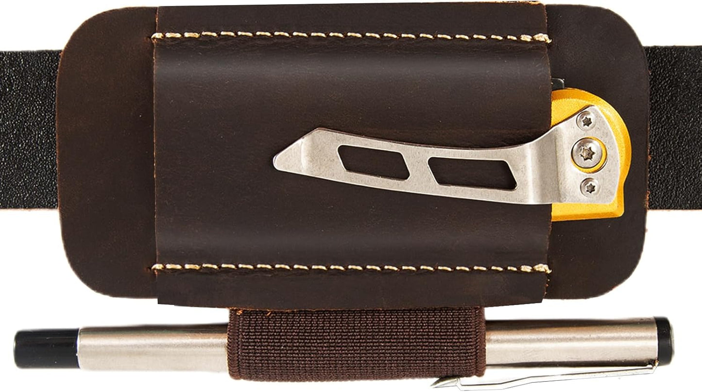 Knife Sheath,Leather Knife Sheath for Belt,Horizontal Carry Pocket Knife Holder,EDC Belt Organizer,Handmade Compact Draw Knife Holster,EDC Pocket Organizer,Sheath for Folding Knife,Gifts for Men