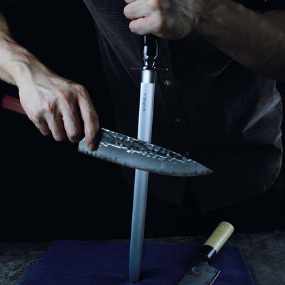 Sharpening Steel Knife Sharpener Rod Flat 12 Inches Honing Steel for Knives Dark