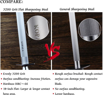 Sharpening Steel Knife Sharpener Rod Flat 12 Inches Honing Steel for Knives Dark