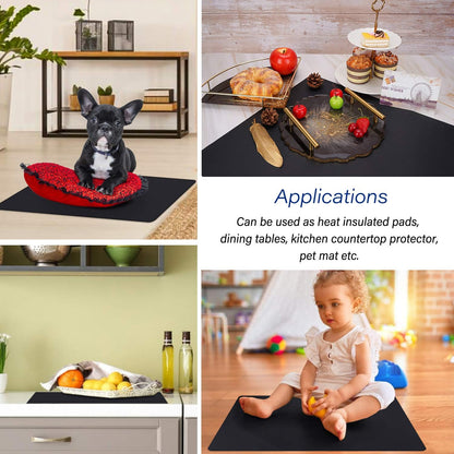 Extra Large Silicone Mat for Craft, 25.2" x 17.7" Silicone Craft Sheet Jewelry Casting Mold, Countertop Mat, Nonskid Counter Table Protector, Multipurpose Mat, Placemat, Black