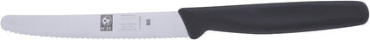 4.25 Inch Serrated Edge Steak Knife, High Carbon German Stainless Steel Razor Sharp Blade, Textured Non-Slip Red Polypropylene Handle