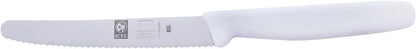 4.25 Inch Serrated Edge Steak Knife, High Carbon German Stainless Steel Razor Sharp Blade, Textured Non-Slip Red Polypropylene Handle