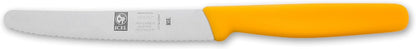 4.25 Inch Serrated Edge Steak Knife, High Carbon German Stainless Steel Razor Sharp Blade, Textured Non-Slip Red Polypropylene Handle