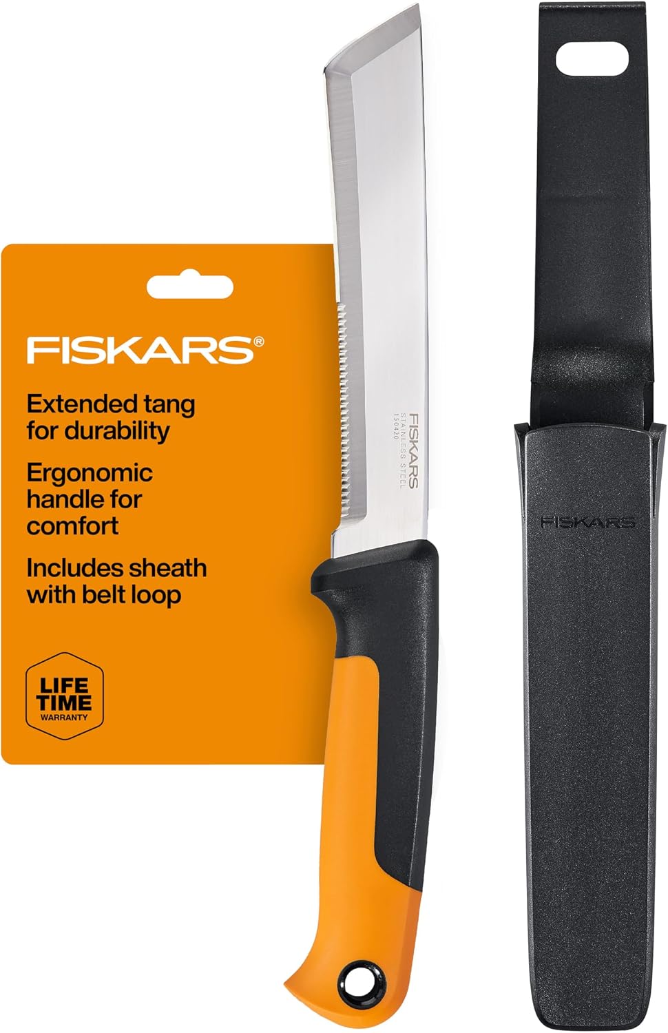 Folding Produce Knife, Gardening Tool for Harvesting Produce with Foldable Ergonomic Design, Stainless Steel Curved Blade, Orange