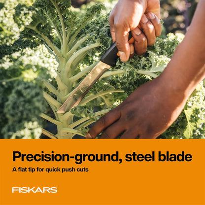 Folding Produce Knife, Gardening Tool for Harvesting Produce with Foldable Ergonomic Design, Stainless Steel Curved Blade, Orange