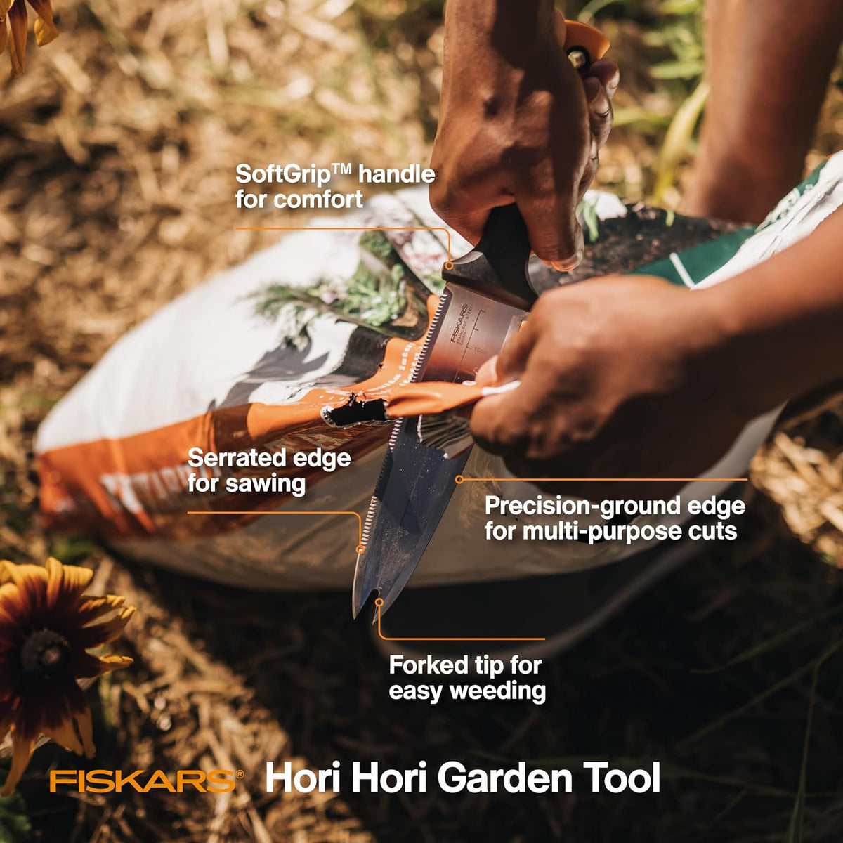 Folding Produce Knife, Gardening Tool for Harvesting Produce with Foldable Ergonomic Design, Stainless Steel Curved Blade, Orange