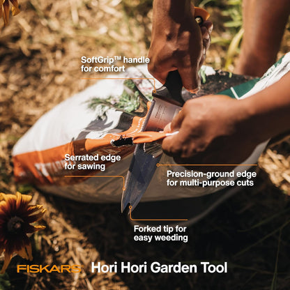 Folding Produce Knife, Gardening Tool for Harvesting Produce with Foldable Ergonomic Design, Stainless Steel Curved Blade, Orange