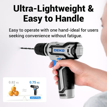 Tool Set: Tool Kit with 12V Cordless Drill, Hand Toolbox with storage case, Mechanic Tool set for Home Repairs, Blue