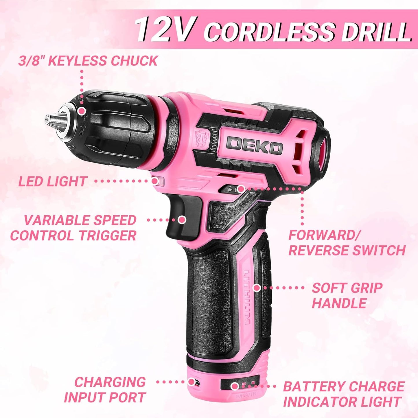 Tool Set: Tool Kit with 12V Cordless Drill, Hand Toolbox with storage case, Mechanic Tool set for Home Repairs, Blue