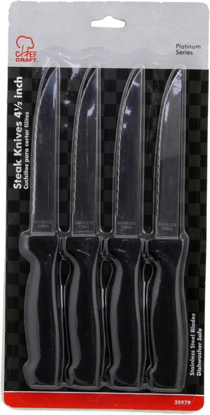 Select Vegetable Knife, 4.5 inch blade 8.5 inches in length 2 piece set, Stainless Steel/Black