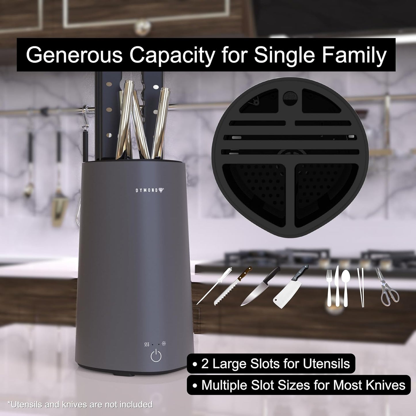 Universal Knife Block Holder Without Knives with Slots for Scissors and Sharpening Rod, Space Saver Knife Holder Storage Organizer for Kitchen Counter Detachable for Easy Cleaning (White)