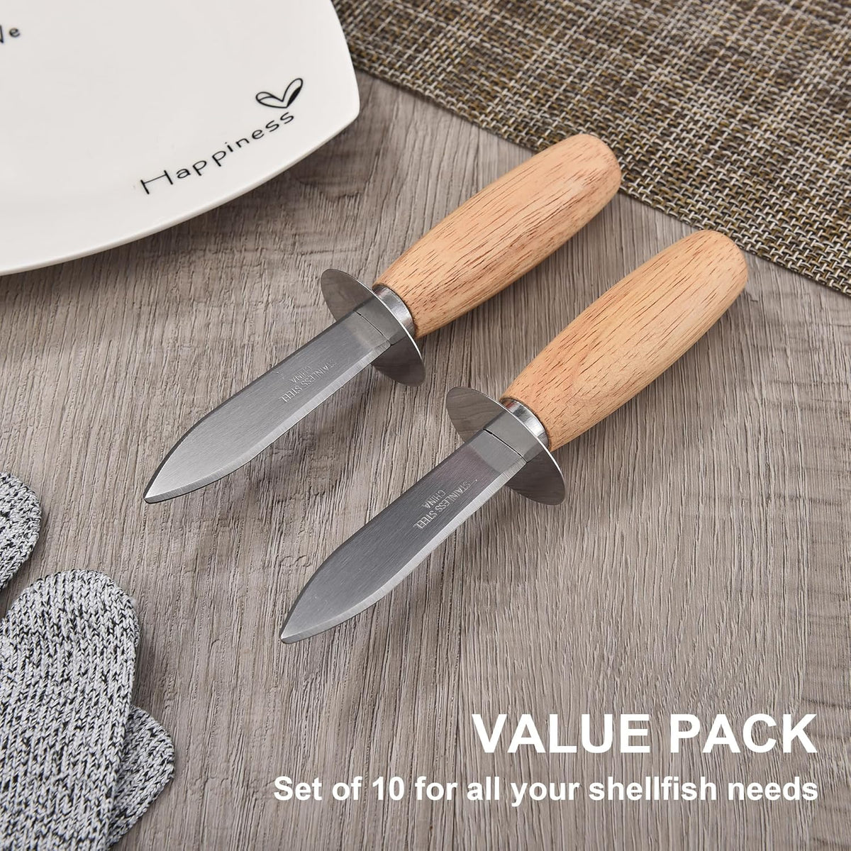 10Pcs Oyster Shucking Knife Bulk, Shucker and Opener Tool