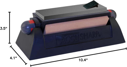 AccuSharp Deluxe Tri-Stone Knife & Tool Sharpening System Kit, Slip Resistant, Mountable Rubber-Grip Base, Quickly Sharpens, Restores, Repairs & Hones All Types of Blades & Knives, Black