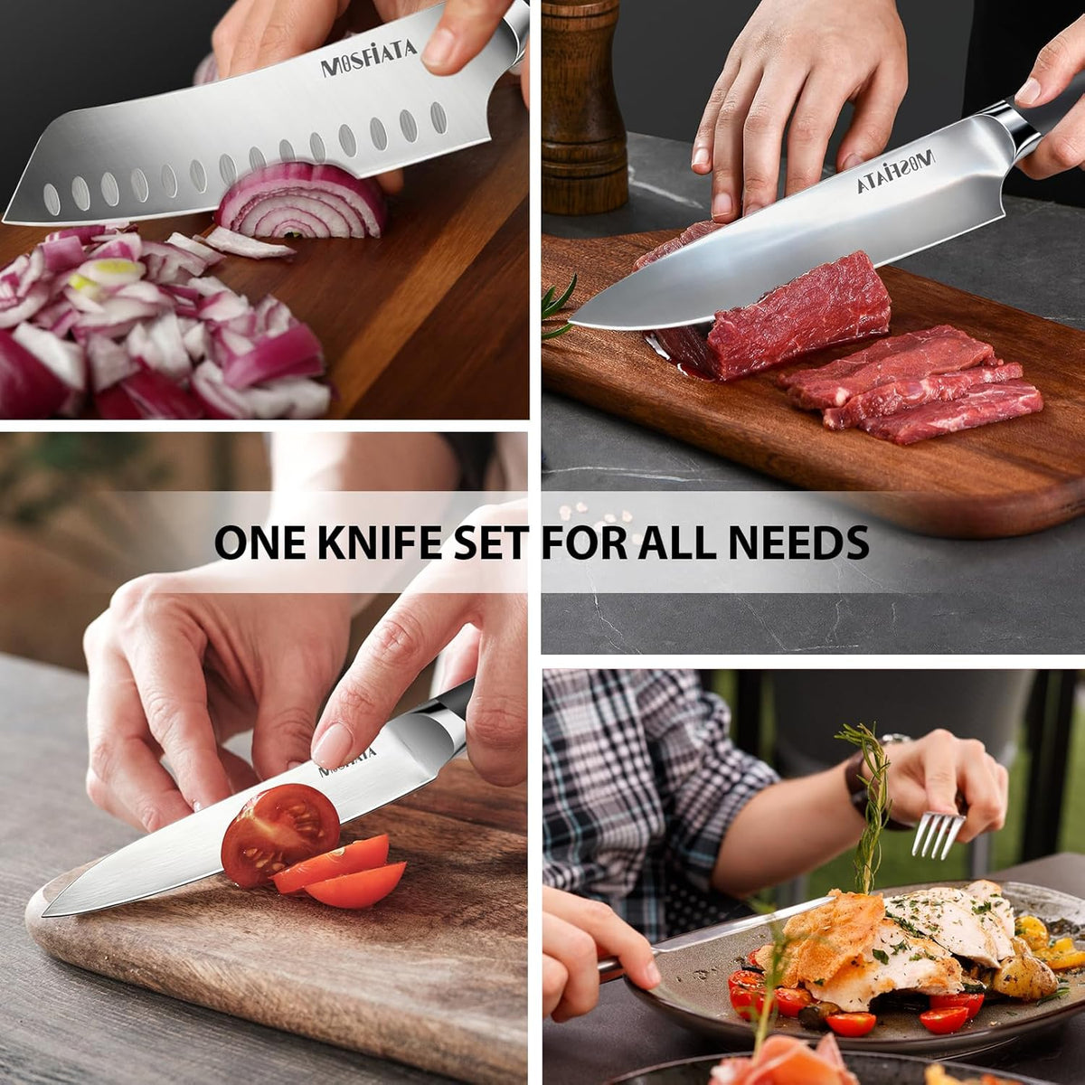 Chef Knife Sets with Carry case Bag, 19 Pieces Professional Knife Set with Knife Sharpening Rod, High Carbon Stainless Steel Kitchen Chef Knives Set，Dishwasher Safe, For Outdoor