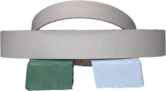 3/4" x 12" and 1" x 18" Leather Strop Combo Pack - Fits Ken Onion Worksharp WSKTSKO and Ken Onion Blade Grinder Attachment WSSO81112. Green and White Compounds Included