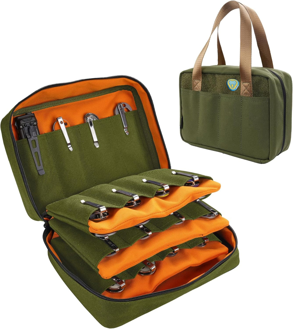 VE40 Knife Display Case with 40 Slots, Folding Knives Storage Holder, Knife Collection Carrier Bag for Folding Knives Flashlights Multitools