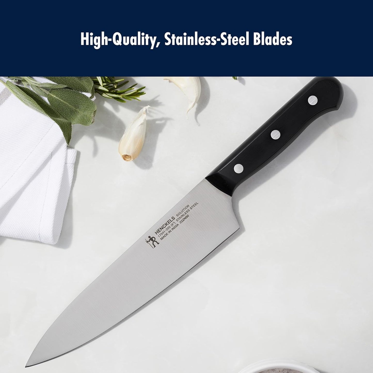 Solution Razor-Sharp 16-pc Knife Set, Includes Chef, Bread & Steak Knives, German Engineered Informed by 100+ Years of Mastery