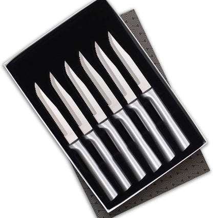 Six Serrated Steak Knife Set (S6S), Silver