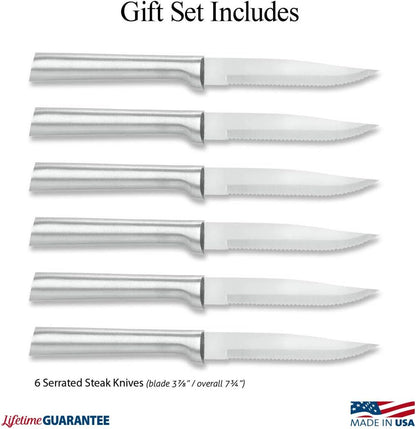 Six Serrated Steak Knife Set (S6S), Silver