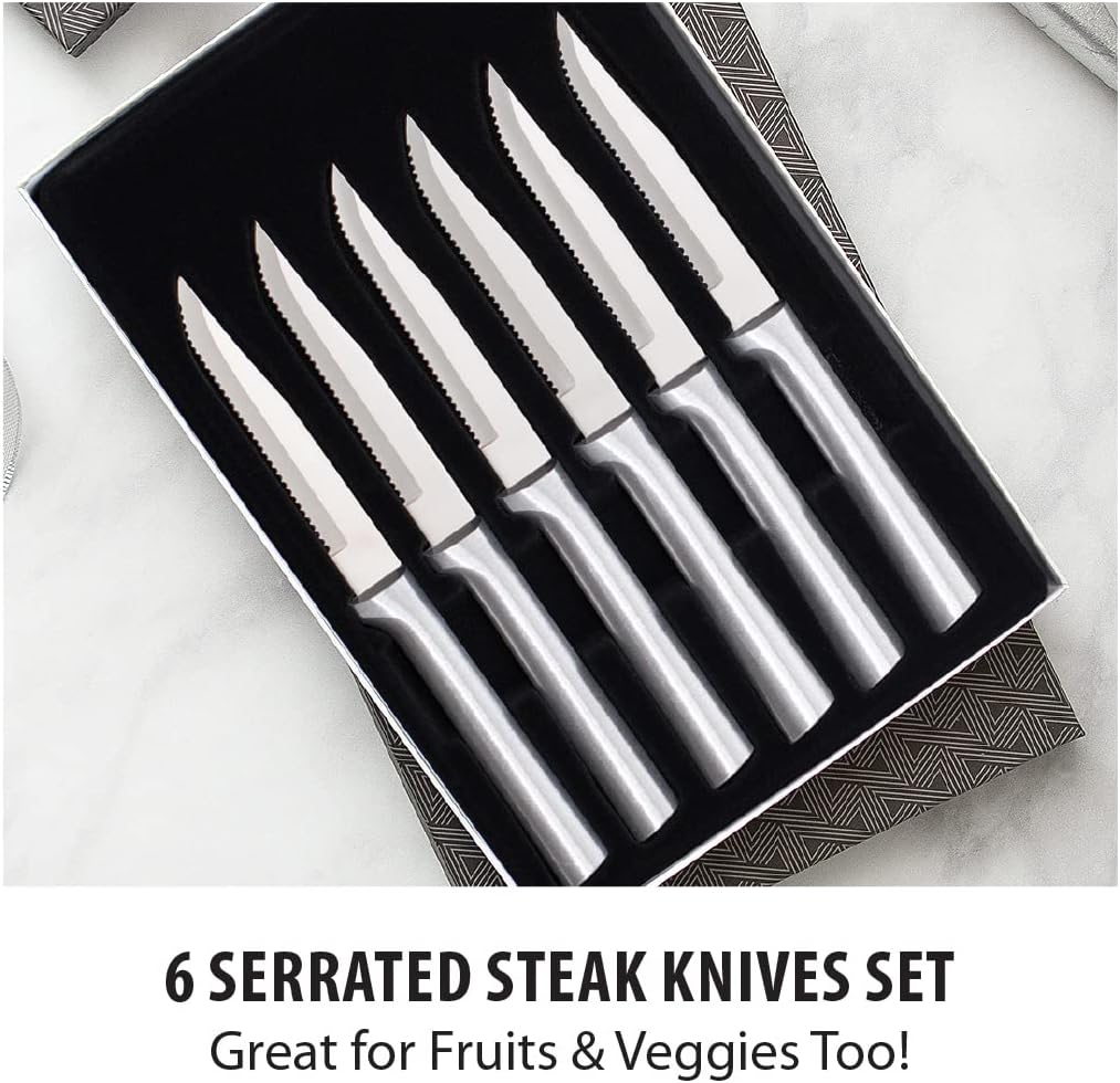 Six Serrated Steak Knife Set (S6S), Silver
