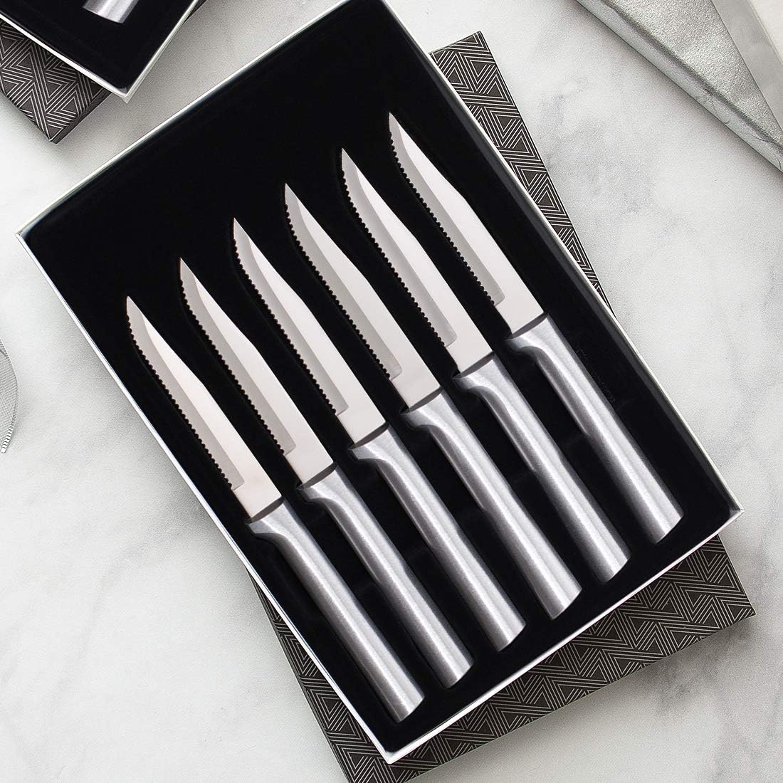 Six Serrated Steak Knife Set (S6S), Silver