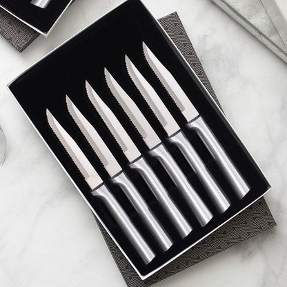 Six Serrated Steak Knife Set (S6S), Silver