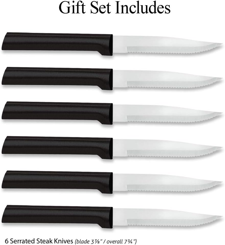 Six Serrated Steak Knife Set (S6S), Silver