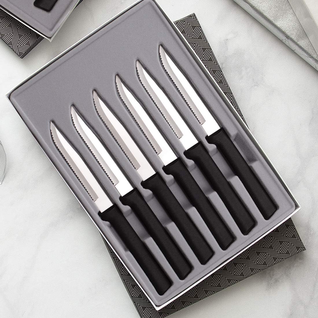 Six Serrated Steak Knife Set (S6S), Silver