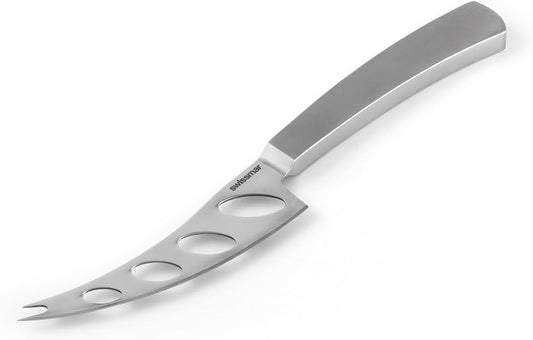 Barcelona Moist Cheese Knife – 8.2" Stainless Steel Blade with Sand-Blasted Handle – Non-Stick Blade with Fork Tip – Ideal for Brie, Camembert, Blue & Feta – Stylish Cheese Board Knife