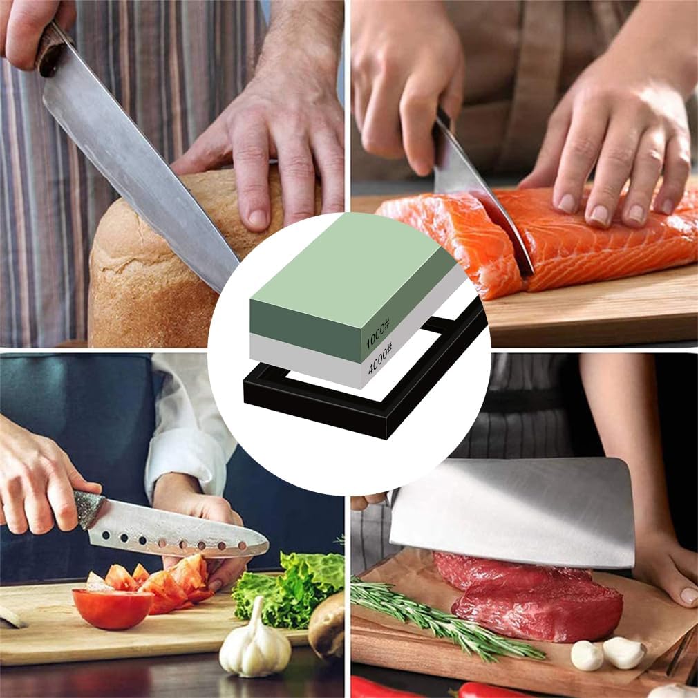Whetstone Sharpening Stone 1000/4000 Grit Professional Kitchen Knife Sharpener Kit Wet Stones for Kitchen Knives,Pocket Knife,Blades,Scissors, Gardening Tool