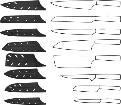 4Pcs Knife Cover Sleeves Blade Edge Guards for 8" Chef Knife Blade Edge Protector Universal Knife Sheath for Kitchen, Black