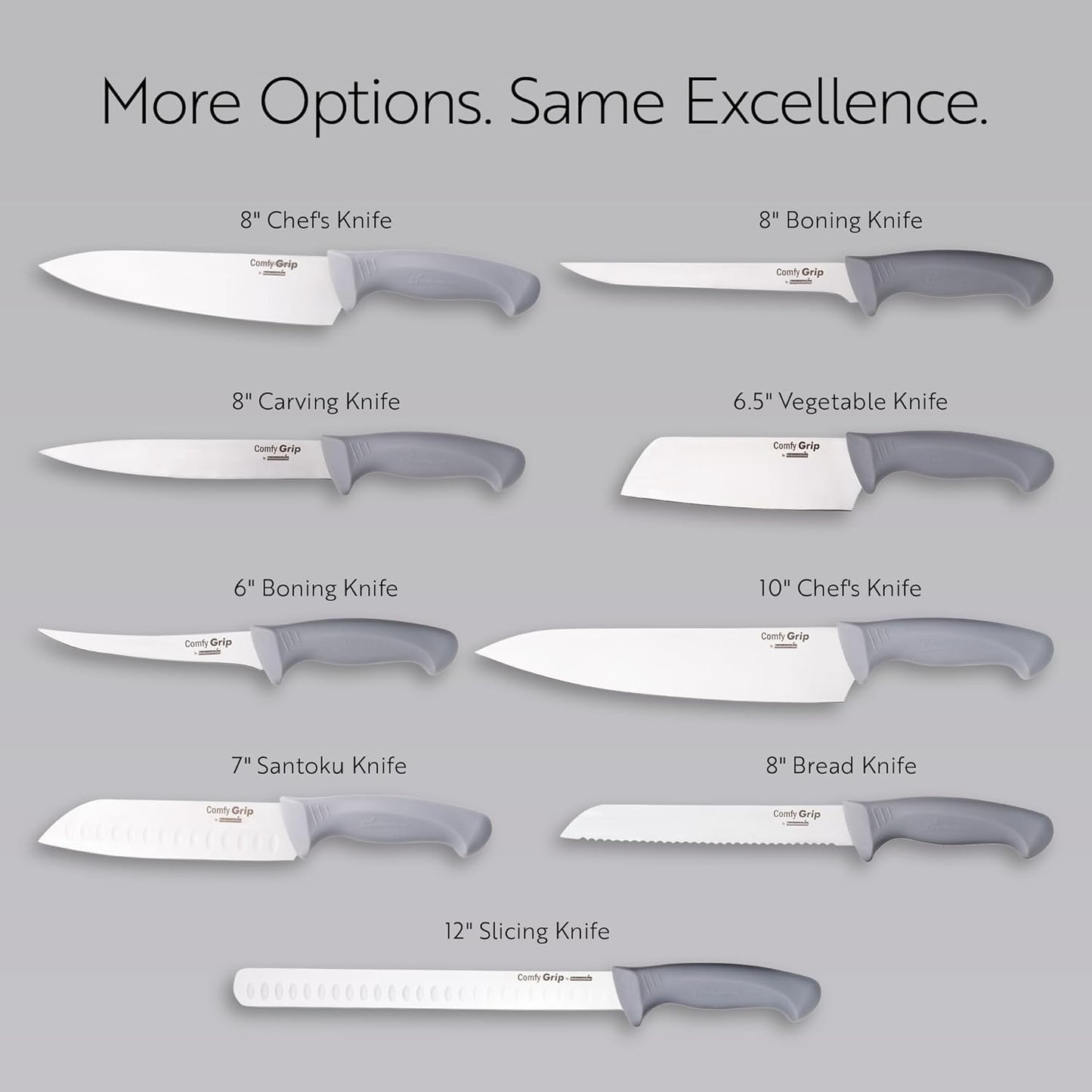 Comfy Grip 7 Inch Santoku Knife 1 Sharp Kitchen Knife - Ergonomic Handle Non-Slip Grip Gray Stainless Steel Japanese Chef Knife Dishwashable Granton Edge