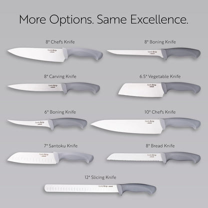 Comfy Grip 7 Inch Santoku Knife 1 Sharp Kitchen Knife - Ergonomic Handle Non-Slip Grip Gray Stainless Steel Japanese Chef Knife Dishwashable Granton Edge