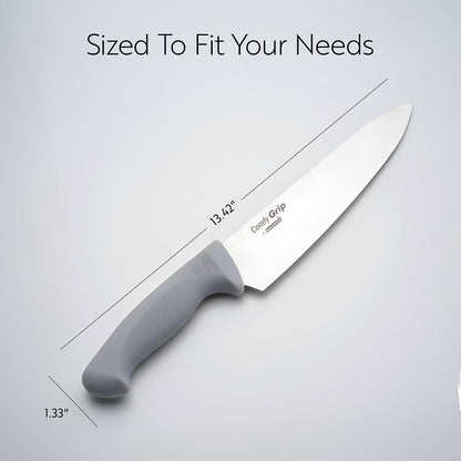 Comfy Grip 7 Inch Santoku Knife 1 Sharp Kitchen Knife - Ergonomic Handle Non-Slip Grip Gray Stainless Steel Japanese Chef Knife Dishwashable Granton Edge