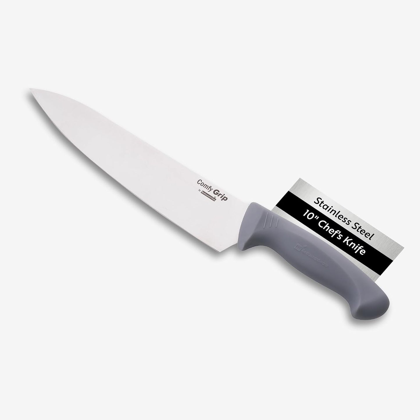 Comfy Grip 7 Inch Santoku Knife 1 Sharp Kitchen Knife - Ergonomic Handle Non-Slip Grip Gray Stainless Steel Japanese Chef Knife Dishwashable Granton Edge