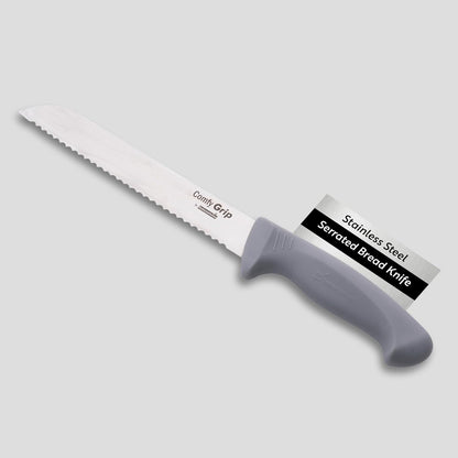 Comfy Grip 7 Inch Santoku Knife 1 Sharp Kitchen Knife - Ergonomic Handle Non-Slip Grip Gray Stainless Steel Japanese Chef Knife Dishwashable Granton Edge