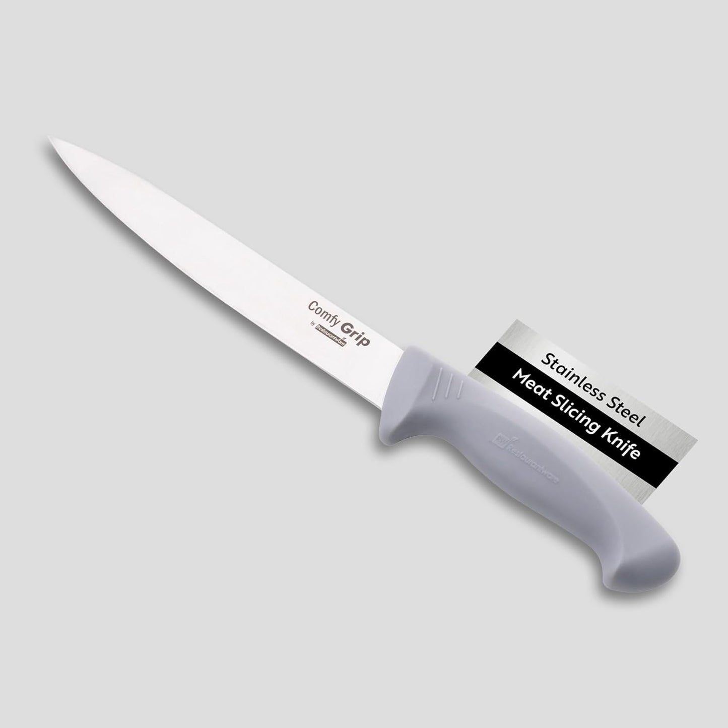 Comfy Grip 7 Inch Santoku Knife 1 Sharp Kitchen Knife - Ergonomic Handle Non-Slip Grip Gray Stainless Steel Japanese Chef Knife Dishwashable Granton Edge