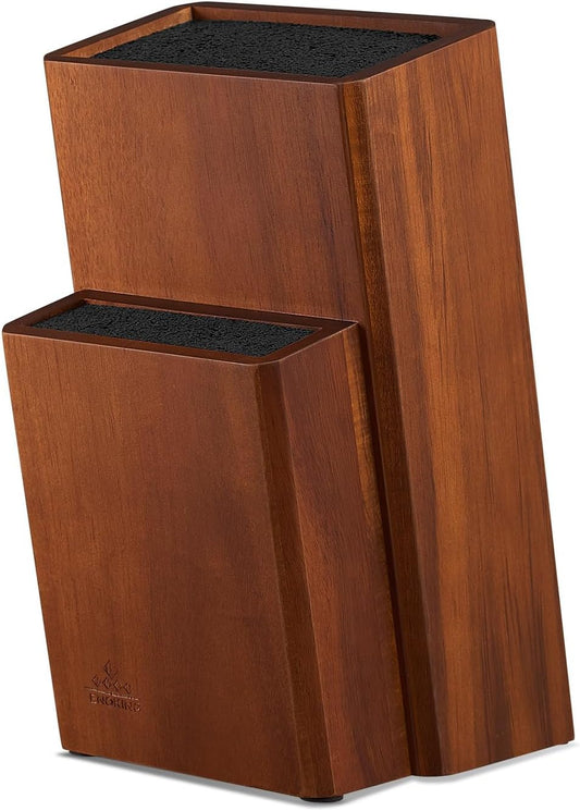 Universal Knife Block without Knives, Acacia Wood Knife Holder/Knife Organizer with Removable Plastic Bristles for Kitchen Counter Knife Storage Rack