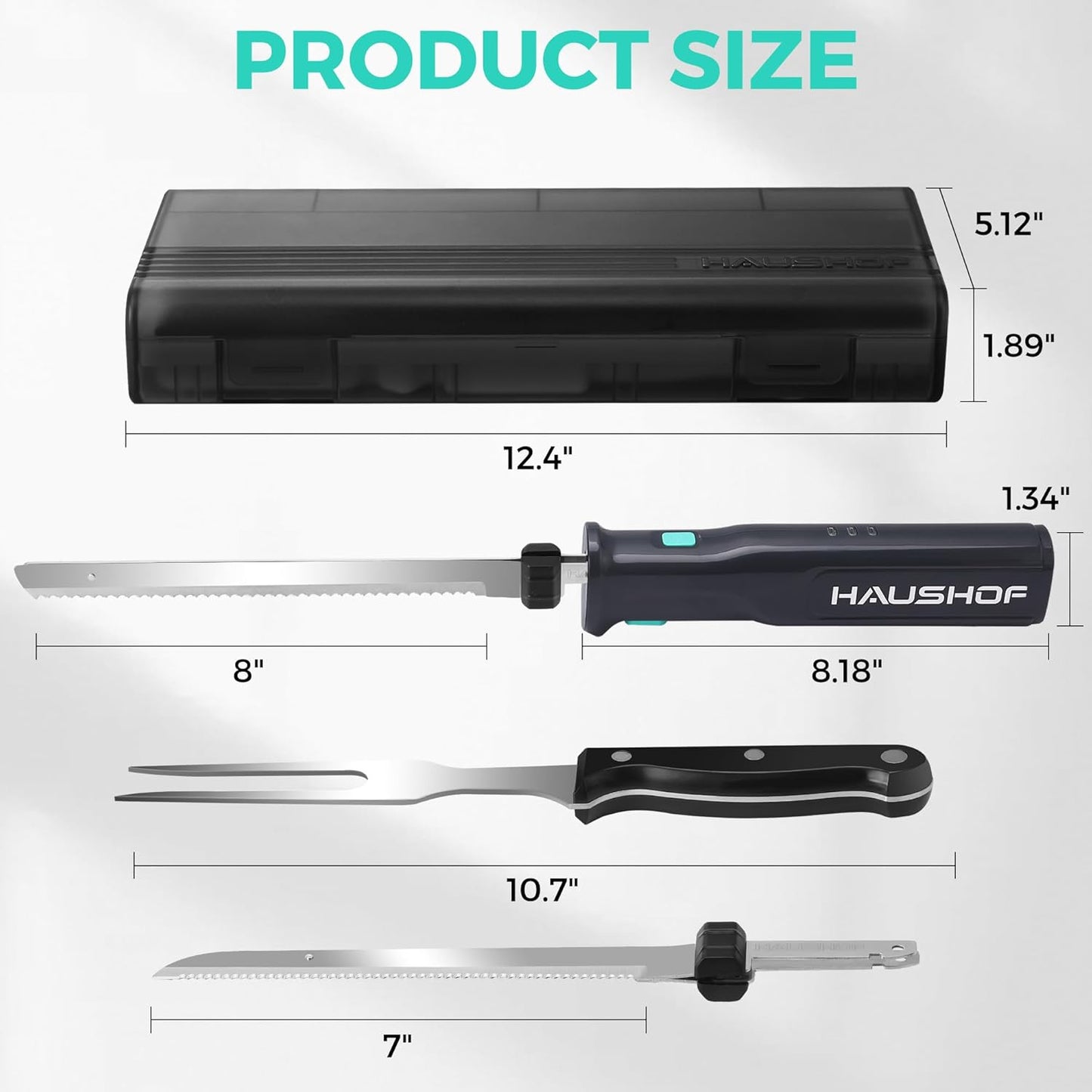 Cordless Electric Knife Set with Storage Case | 8V Rechargeable Design, Stainless Steel Blades, Smooth Cutting Performance, Safety Lock & Storage Case