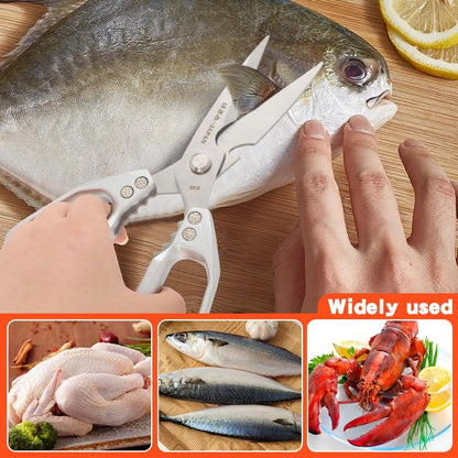 2Pcs Kitchen Scissors Set, Heavy Duty Sharp Silver Poultry Shears & All Purpose Kitchen Shear, Dishwasher Safe for Cutting Food, Chicken Bones & Turkey