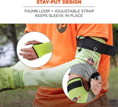 ProFlex 7941 Cut Resistant Protective Arm Sleeve, Cut Level A4, Pair, Lime, 22 Inch