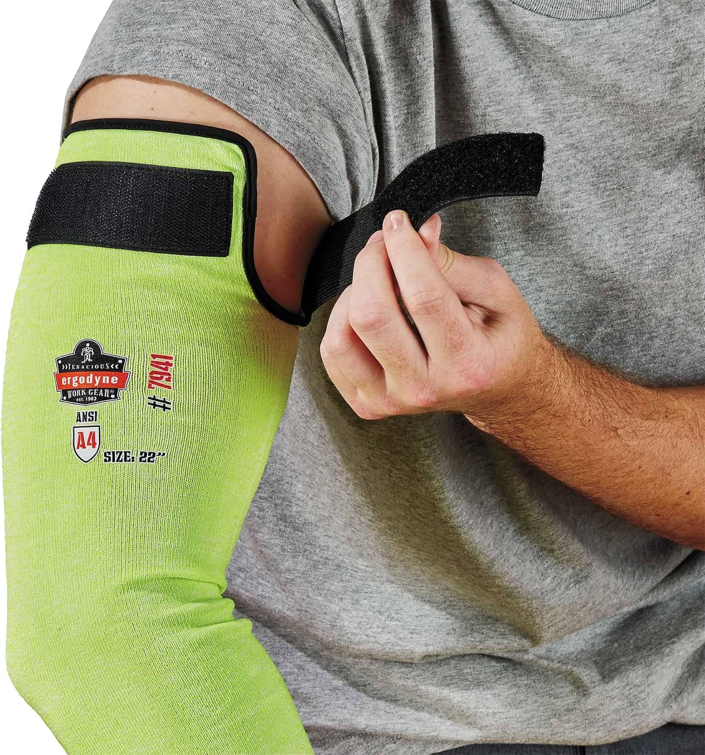 ProFlex 7941 Cut Resistant Protective Arm Sleeve, Cut Level A4, Pair, Lime, 22 Inch